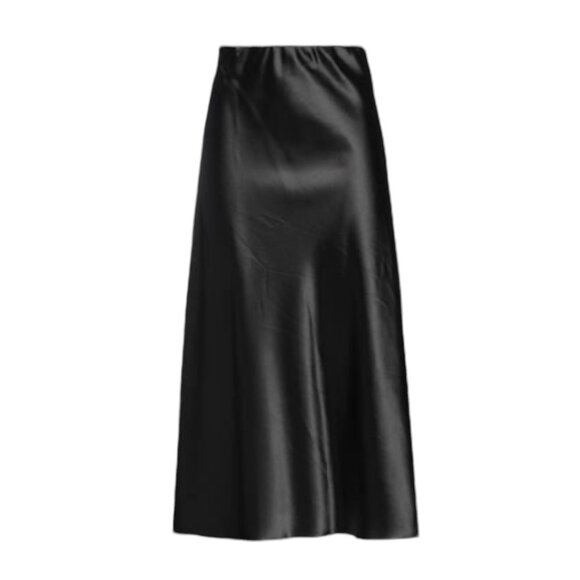 NEW Satin Maxi Skirt Sz.M Black Elastic Waist A-Line Classic Goth 90s Y2K - Picture 2 of 11